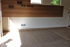 saddle tan floor with slat wall system