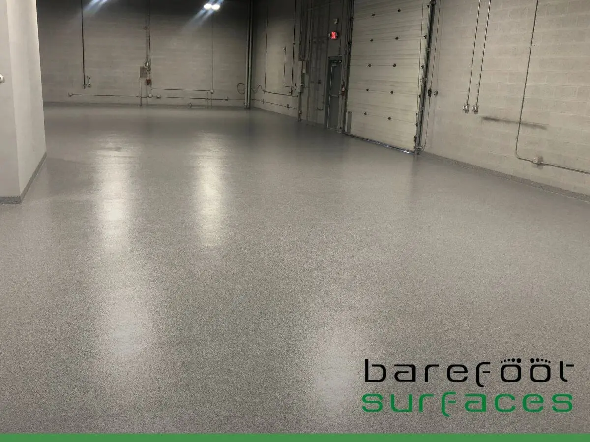 Enhaced commercial floor with concrete coating